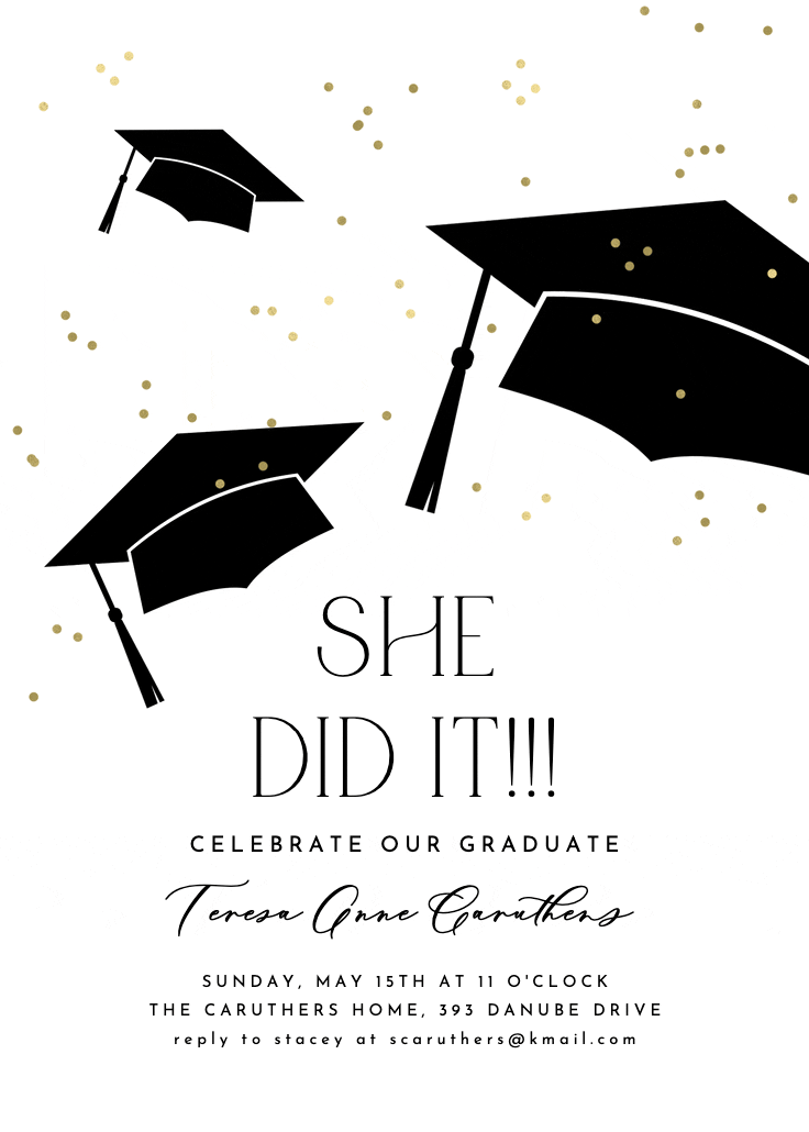 Hats in the air - graduation party invitation